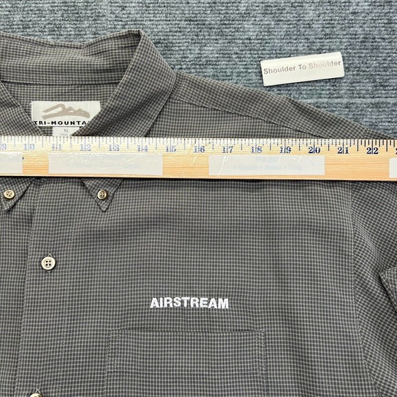 Tri-Mountain Airstream Shirt Mens XL Chelsea Gray Mini Check Embroidered Logo - Picture 7 of 11